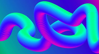 Soyut 3D Sıvı Harmanlama Akıcı Arkaplan Mavi Cyan Gradyan Tasarım Düz Sanat Vektörü İllüstrasyonu