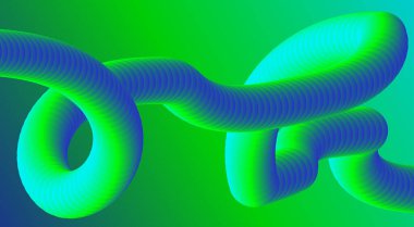 Soyut 3D Harmanlama Akımı Yeşil Cyan Renk Gradyan Tasarımı Düz Sanat Vektörü İllüstrasyonu