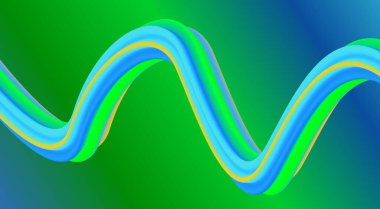 3D Akıcı Yeşil Cyan Arkaplan Tasarımı Biçimli Sanat Vektörü İllüstrasyonunu Harmanla