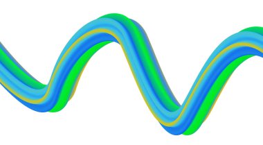 3D Akıcı Yeşil Cyan Tasarım Biçimli Sanat Vektörü İllüstrasyonunu Harmanla