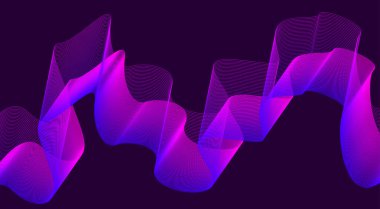 Soyut Dalga Arkaplan Tasarımı Mor Gradyan Renk Çizgileri Biçimlendirilmiş Sanat Vektörü İllüstrasyonu