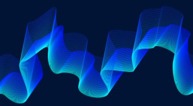 Soyut Dalga Arkaplan Tasarımı Mavi Cyan Gradyan Renk Çizgileri Biçimlendirilmiş Sanat Vektörü İllüstrasyonu