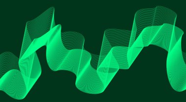 Soyut Dalga Arkaplan Tasarımı Yeşil Cyan Renk Çizgileri Biçimlendirilmiş Sanat Vektörü İllüstrasyonu