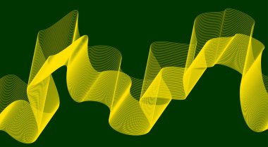 Soyut Dalga Arkaplan Tasarımı Yeşil ve Sarı Çizgiler Biçimlendirilmiş Sanat Vektörü İllüstrasyonu