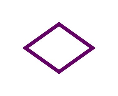 Rhombus Şekli Ana Hattı Mor Vuruş Sembol Vektörü İllüstrasyonu