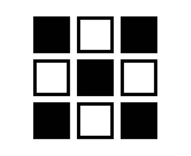 Kare Ana Hattı ve Kare Şekil Koleksiyon Sembol Eleman Vektörü Grafik Tasarım Çizimi