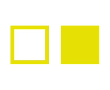 Kare Şekil ve Kare Anahat Vuruşu Sarı Sembol Vektörü İllüstrasyonu