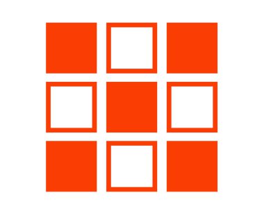 Kare Özet ve Kare Şekil Koleksiyonu Turuncu Sembol Eleman Vektörü Grafik Tasarım Çizimi