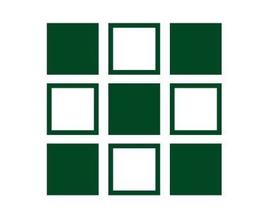 Kare Özet ve Kare Şekil Koleksiyonu Yeşil Sembol Eleman Vektörü Grafik Tasarım Çizimi