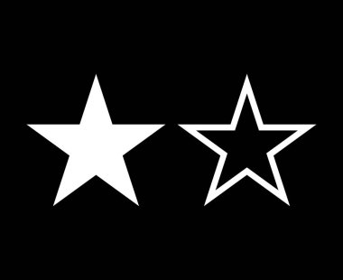 Star Shape And Star Outline Stroke Black And White Symbol Vector Illustration