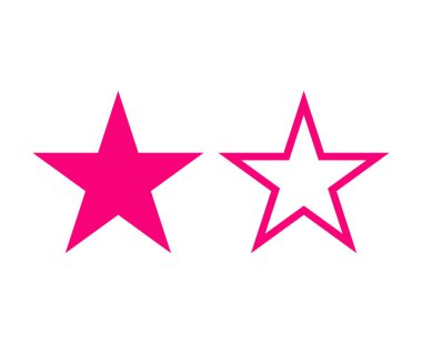 Star Shape And Star Outline Stroke Pink Symbol Vector Illustration