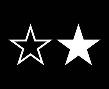 Star Outline Stroke And Star Shape Black And White Symbol Vector Illustration