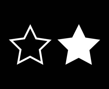 Star Shape And Star Outline Stroke Black And White Design Elements Symbol Vector Illustration