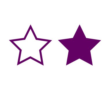 Star Shape And Star Outline Stroke Purple Design Elements Symbol Vector Illustration