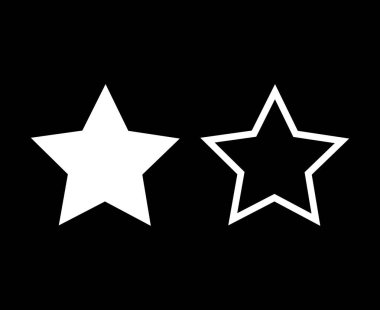 Star Shape And Star Outline Stroke Black And White Design Symbol Vector Illustration
