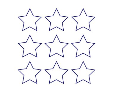 Star Shape Outline Collection Design Blue Elements Vector Graphic Illustration