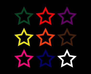 Star Shape Outline Collection Design Multicolor Elements Vector Illustration
