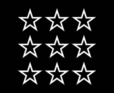 Star Shape Outline Collection Black And White Elements Vector Graphic Design Illustration
