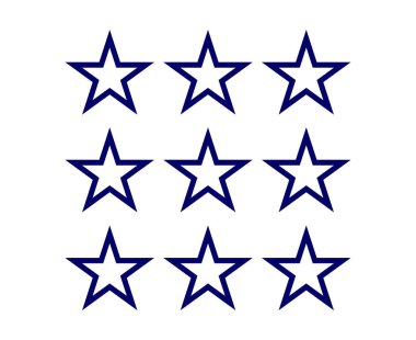 Star Shape Outline Collection Blue Elements Vector Graphic Design Illustration