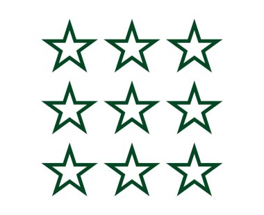 Star Shape Outline Collection Green Elements Vector Graphic Design Illustration
