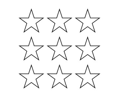 Star Shape Outline Collection Symbol Black Elements Vector Graphic Design Illustration