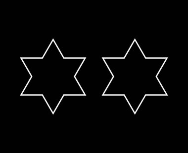 Yıldız Şekli Altı Noktalı Yıldız Özeti Siyah ve Beyaz Tasarım Sembol Vektörü İllüstrasyonu