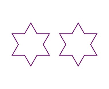 Yıldız Şekli Altı Noktalı Yıldız Dış Hattı Mor Tasarım Sembol Vektörü İllüstrasyonu