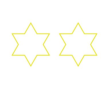 Yıldız Şekli Altı Noktalı Yıldız Dış Hattı Sarı Tasarım Sembol Vektörü İllüstrasyonu