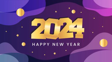 Mutlu yıllar 2024 Arkaplan Tasarım Şablonu 