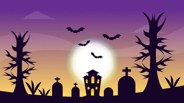 Halloween Horror Vector Illustration Background Design — Stock Vector