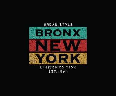 Bronx New York Typography tişört tasarımı şablonu