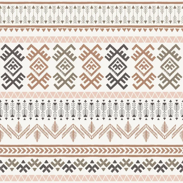 Tribal Seamless Pattern Boho Border Background Ethnic Ornament Powdery Beige — Stock Vector