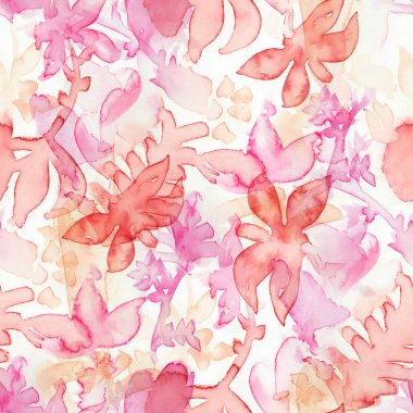 Floral Seamless Pattern with red, beige, pink loose flowers, Hand drawn endless background for textile print. mother day, valentines day. High quality illustration