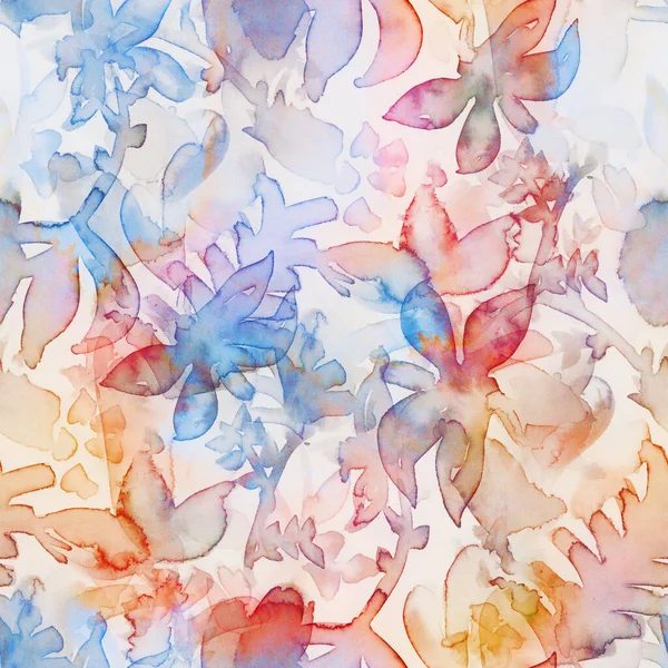 Яскравий Квітковий Безшовний Візерунок Синіми Червоними Рожевими Помаранчевими Вільними Квітами — стокове фото