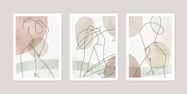 Элегантное Линейное Искусство Эротических Женских Фигур Абстрактных Форм Современный Дизайн — стоковый вектор