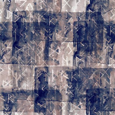 Koyu Gri, Broqn ve Mavi Suluboya Rünik Duvar Kağıdı için Kusursuz Desenler, Arkaplan. Yüksek kalite fotoğraf