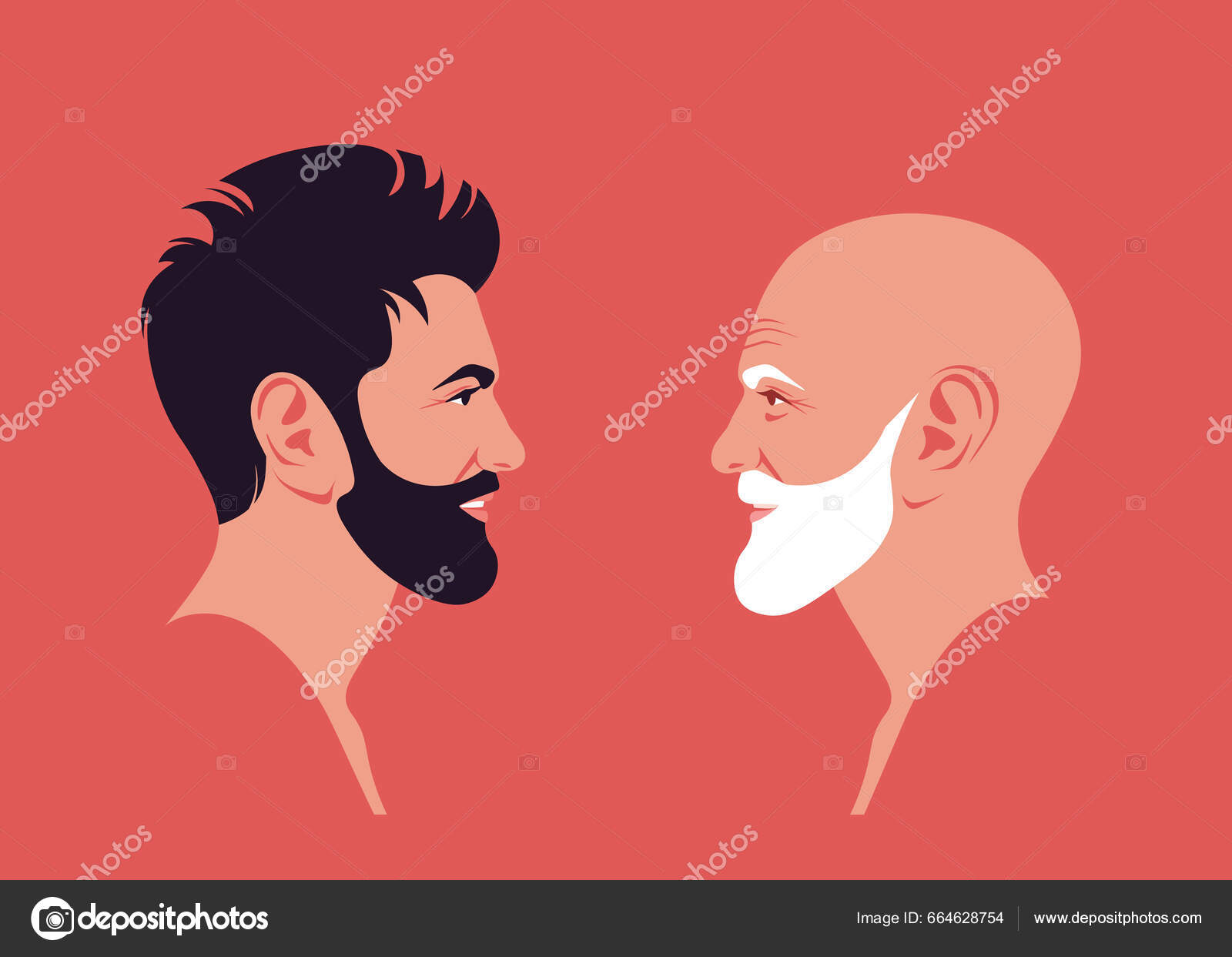 수염을 기르고 남자의 사이드 반사기 스톡 벡터 - ©moremar 664628754, image size:1600x1243