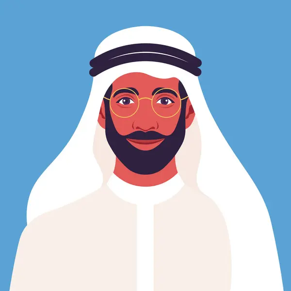 Portret Młodego Araba Brodą Biznesmen Bliskiego Wschodu Narodowych Ciuchach Wektor Wektory Stockowe bez tantiem