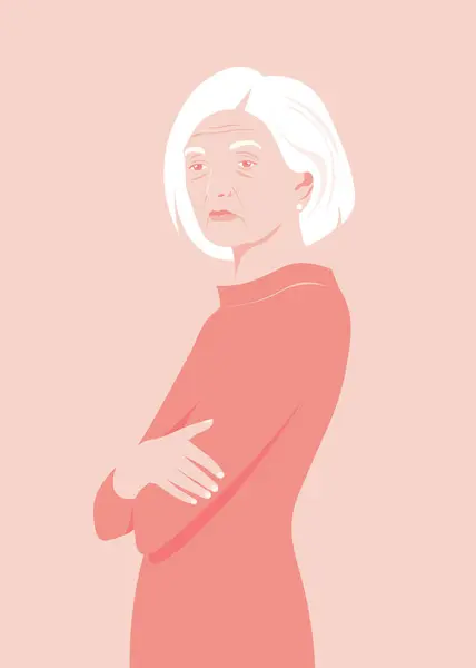 Starsza Kobieta Myśli Podejmuje Decyzję Portret Babci Problemy Ich Rozwiązanie Ilustracje Stockowe bez tantiem
