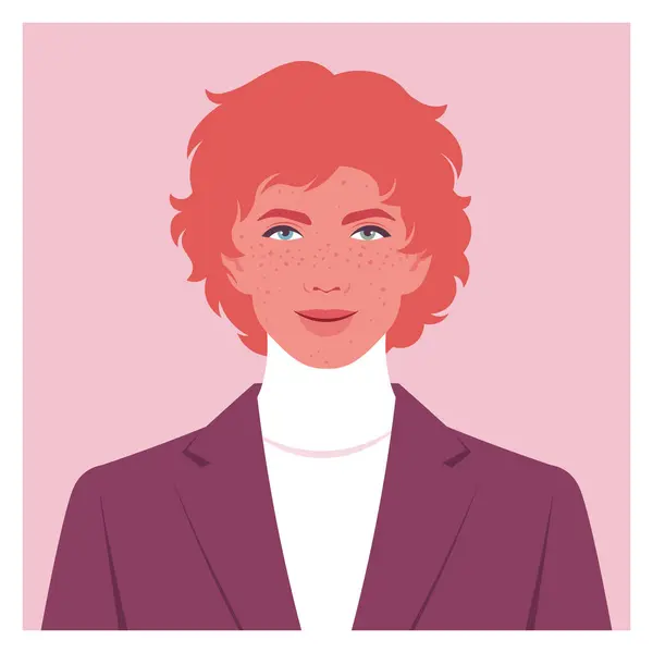 Лицо Рыжего Молодого Человека Веснушками Розовом Фоне Модель Моды Векторная Стоковый вектор