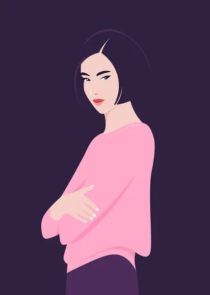 Азиатская Женщина Думает Принимает Решение Проблемы Решение Векторная Плоская Иллюстрация Стоковая Иллюстрация