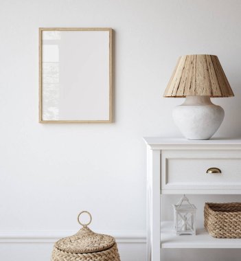 İskandinav çiftlik evinin iç tarafındaki eski ahşap çerçeve modeli.