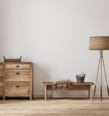 Çiftlik odasının iç tarafındaki duvar modeli, 3D.