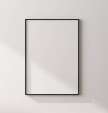 Dikey siyah çerçeve modeli. Duvara yakın, 3d oluşturma