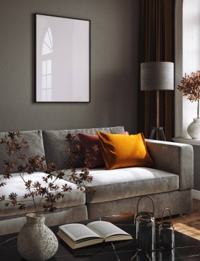 Çiftlik evinin iç tarafındaki çerçeve 3D.