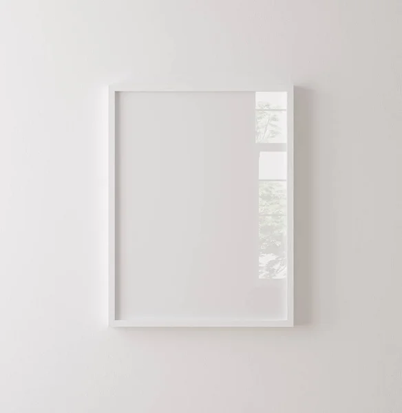 Black Painted Wooden Frame Mockup Close White Wall Render — Stock Photo, Image
