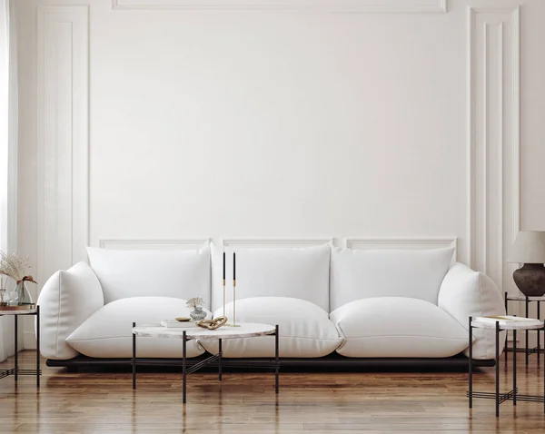 Minimalist Modern Klasik Oturma Odası Plan Boyutlu Canlandırma — Stok fotoğraf