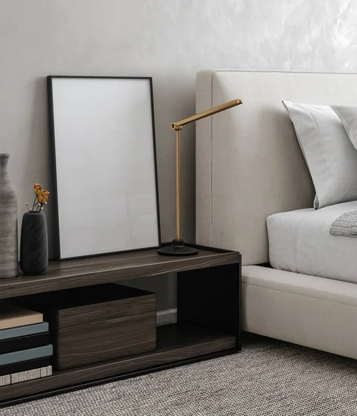 Frame Mockup Bedroom Interior Modern Style Render — Stock Photo, Image