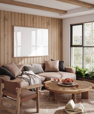 Çerçeveyi ev içi arka planda, Scandi-Boho biçimi, 3d biçiminde düzenle