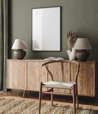 Çiftlik evinin iç tarafındaki çerçeve 3D.